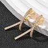 Brass Micro Pave Clear Cubic Zirconia Stick Clip-on Earrings EJEW-K286-13G-3