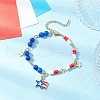 Independence Day Natural Dyed Yellow Jade Gemstone Round Beads & Glass Seed Beads Bracelets BJEW-MZ00180-03-1