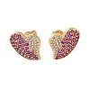 Brass Pave Cubic Zirconia Stud Earrings EJEW-M088-06G-01-1