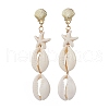 Alloy & Natural Shell & Synthetic turquoise Beaded Dangle Stud Earrings EJEW-JE06266-02-2