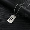 Rectangle with Letter Pattern Hollow Out 201 Stainless Steel Pendant Necklaces FS-WG34D20-03-1