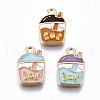 Light Gold Plated Alloy Enamel Pendants X-ENAM-T009-75-RS-1