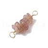 10Pcs 5 Styles Constellation Natural Citrine & Black Tourmaline & Aquamarine & Strawberry Quartz & Rose Quartz Copper Wire Wrapped Chip Beaded Connector Charms PALLOY-JF02905-01-4