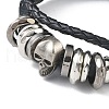 PU Leather & Waxed Cords Triple Layer Multi-strand Bracelets BJEW-G709-03B-2