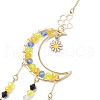 Glass Beads Wire Wrapped Brass Moon Hanging Ornaments HJEW-TA00214-4