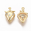 Brass Micro Pave Clear Cubic Zirconia Charms X-ZIRC-Q021-030G-NF-2