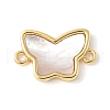Brass Pave Natural White Shell Connector Charms KK-S522-03I-G-1
