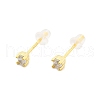 925 Sterling Silver Clear Cubic Zirconia Stud Earrings EJEW-Q029-01G-4