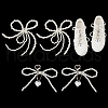  4Pcs 2 Styles Bowknot Plastic Pearl and Alloy Pendants Decorations AJEW-NB0006-32-2