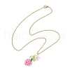 Glass Seed Beaded & Imitation Pearl Flower Pendant 304 Stainless Steel Cable Chain Necklaces for Women NJEW-MZ00115-05-4