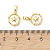 Rack Plating Brass Pave Shell Flat Round Charms with Star KK-K360-06G-3