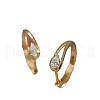 Teardrop Brass Clear Cubic Zirconia Hoop Earrings FS-WG02AD4-01-5