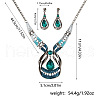 Teardrop Zinc Alloy Enamel & Glass Pendant Necklace & Stud Dangle Earring Sets FS-WG4650C-01-6