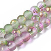 Frosted Spray Painted Glass Beads Strands GLAA-N035-03A-C01-1