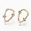 Brass Cubic Zirconia Stud Earring Findings KK-S354-229-NF-2