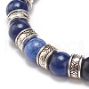 Natural Sodalite & Alloy Beaded Stretch Bracelet BJEW-JB08621-4