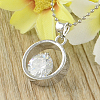 Flat Round Real Platinum Plated Brass Cubic Zirconia Pendants ZIRC-R014-59-1