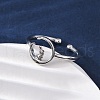 Brass Enamel Adjustable Open Cuff Rings for Women RJEW-U058-04P-3