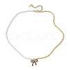Glass Seed Bead & Shell Pearl Beaded Necklaces for Women NJEW-JN04978-4