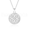 201 Stainless Steel Flat Round with Viking Knot Pendant Necklaces for Women Men FS-WGDB207-01-2