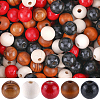 SOFPLATE 250Pcs 5 Styles Round Natural Wood Beads WOOD-SP0001-13-1