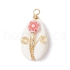 Natural Cowrie Shell Copper Wire Wrapped Pendants PALLOY-JF03834-3