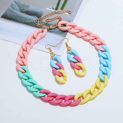 Acrylic Curb Chain Necklaces & Dangle Earrings Sets FS-WGAEF35-02-1