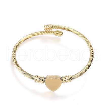 316 Surgical Stainless Steel Torque Bangles X-BJEW-D437-A37-G-1