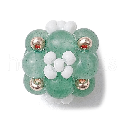 Natural Green Aventurine & Glass Seed Cluster Beads PALLOY-MZ00591-05-1