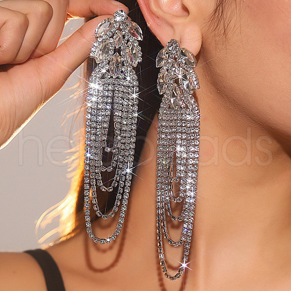 Exaggerated Leaf Tassel Brass Stud Earrings OH2518-1
