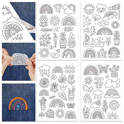 4 Sheets 11.6x8.2 Inch Stick and Stitch Embroidery Patterns DIY-WH0455-009-1