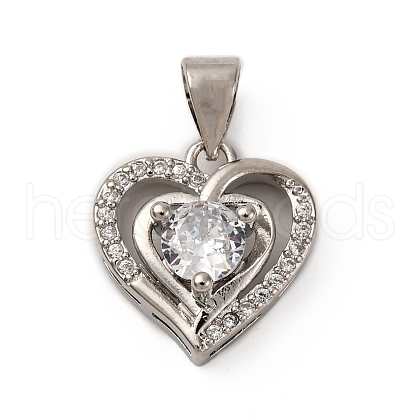 Brass Micro Pave Cubic Zirconia Pendants KK-P308-08P-1