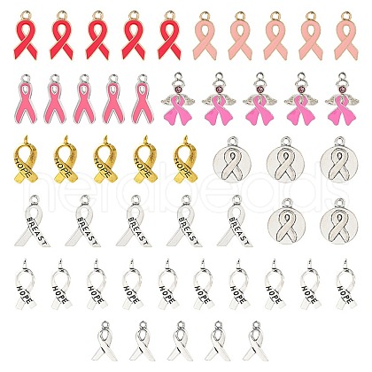 Awareness Ribbon Theme 50Pcs 9 Style Alloy Enamel Pendants & Awareness Ribbon Theme ENAM-YW0003-58-1