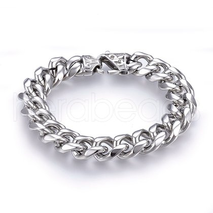 304 Stainless Steel Curb Chains Bracelets BJEW-E346-30P-1