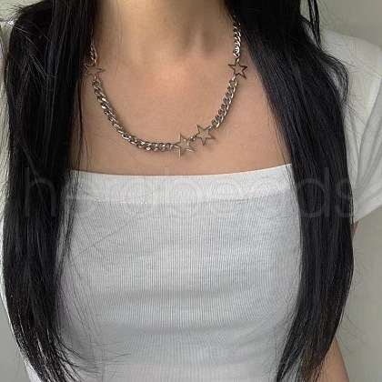 Star Alloy Curb Chain Necklaces for Women FS-WGED23F-01-1