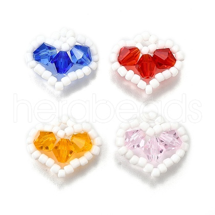 Glass Seed Bead with Glass Beads Pendants PALLOY-TA00280-1