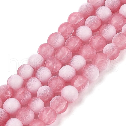 Frosted Crackle Glass Beads Strands GLAA-U001-6mm-M13-1