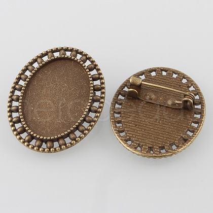 Vintage Alloy Brooch Cabochon Bezel Settings X-PALLOY-O038-33AB-NF-1