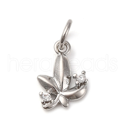Brass Micro Pave Clear Cubic Zirconia Charms KK-P308-72P-1