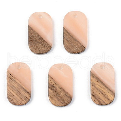 Opaque Resin & Walnut Wood Pendants RESI-S389-023A-C02-1