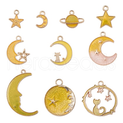 10Pcs 10 Style Alloy Enamel Pendants ENAM-YW0002-81-1