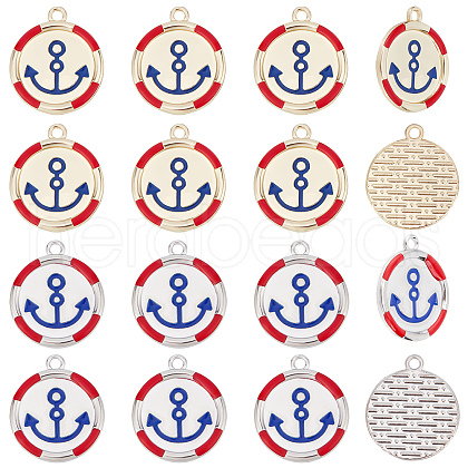 SUNNYCLUE 40Pcs 2 Colors Baking Painted Alloy Enamel Pendants ENAM-SC0003-14-1