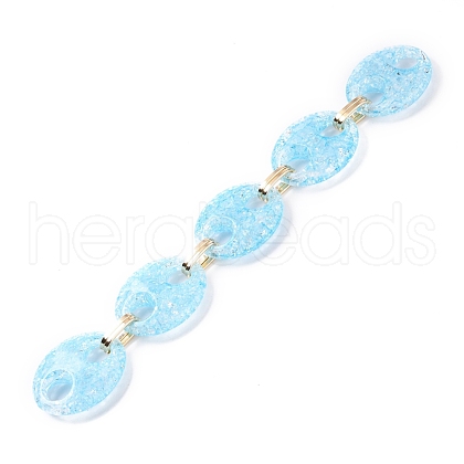Handmade Crackle Acrylic Coffee Bean Chains AJEW-JB00836-02-1