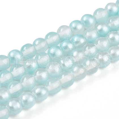 Baking Painted Transparent Glass Beads Strands DGLA-N011-4mm-05-1
