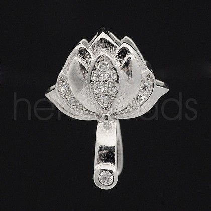 Anti-Tarnish Trendy Rhodium Plated 925 Sterling Silver Micro Pave Cubic Zirconia Pinch Bails STER-M088-01-1
