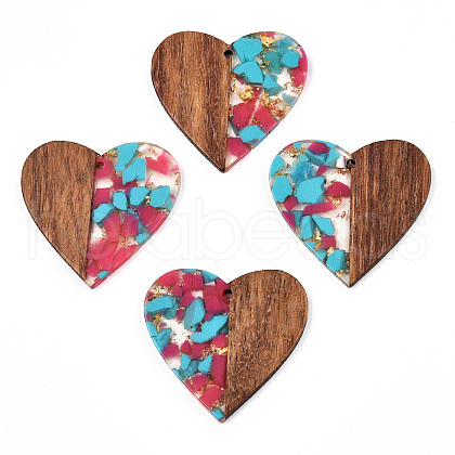 Transparent Resin & Walnut Wood Pendants RESI-TAC0017-73-A04-1