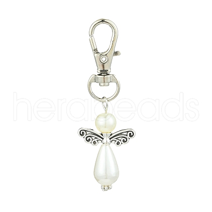 Angel ABS Plastic Imitation Pearl Pendant Decorations HJEW-JM01359-02-1