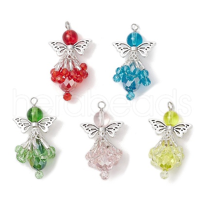 Electroplate Transparent Glass Pendants PALLOY-JF03831-01-1