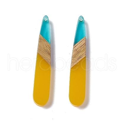 Transparent Resin & Walnut Wood Pendants RESI-M027-12A-1