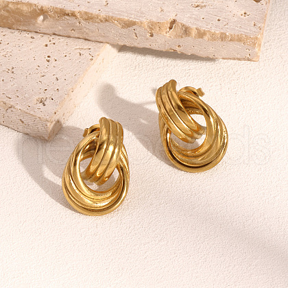 Stainless Steel Texture Multi-circle Knot Stud Earrings WP5091-1-1